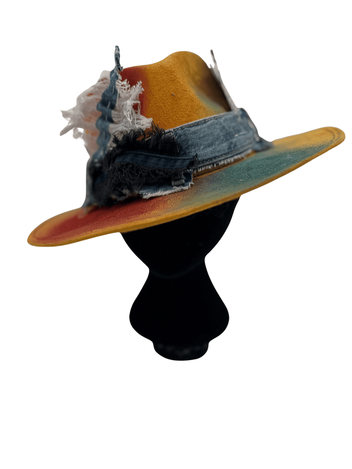 “Mustard Crown” -Vegan Suede Hat with Painted Accents & Art Cards