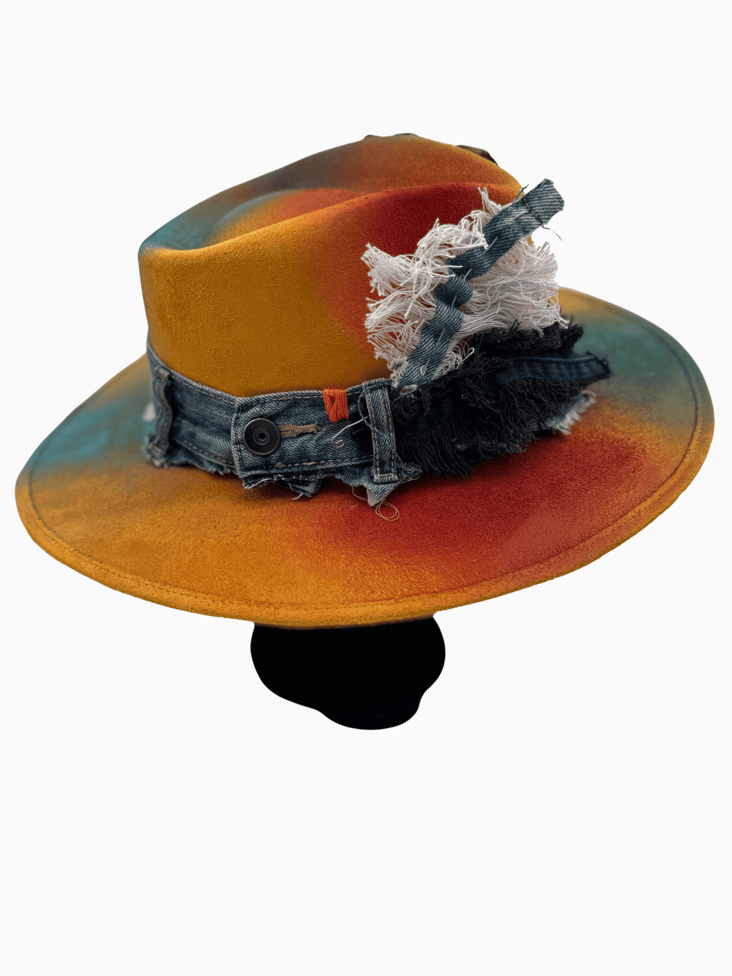 “Mustard Crown” -Vegan Suede Hat with Painted Accents & Art Cards