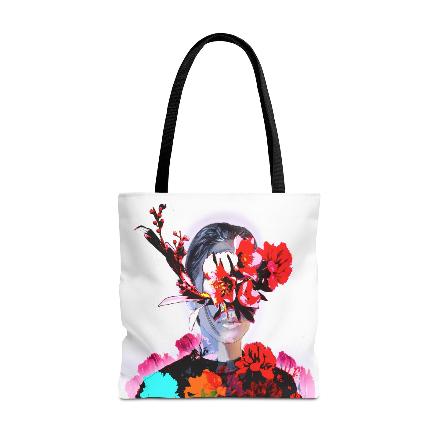 The woman with flowers on her face
