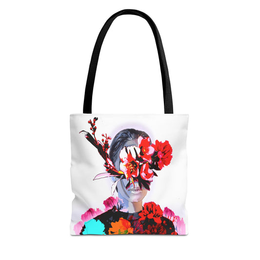 The woman with flowers on her face