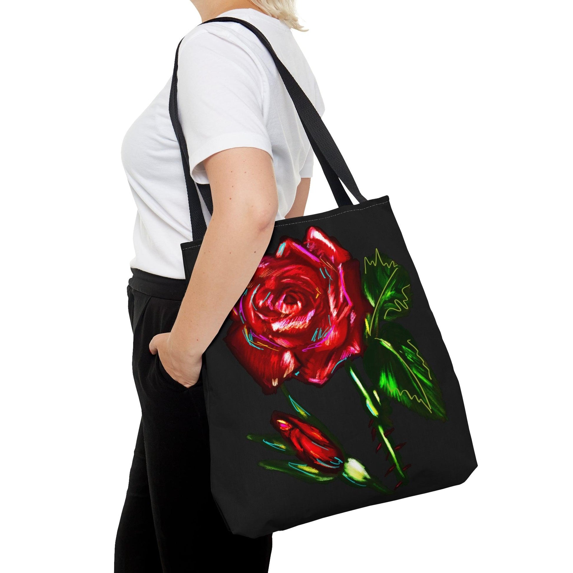 The Flaming Rose Tote Bag - Raven Blanche Studio