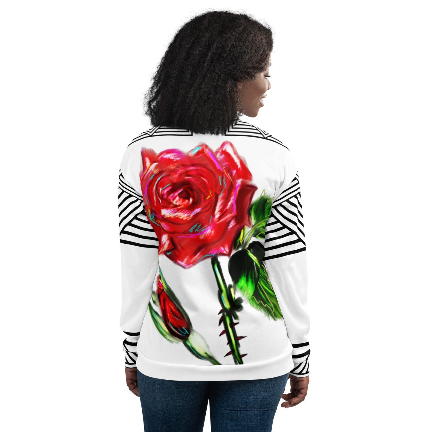 The Painted Rose Unisex Bomber Jacket - Raven Blanche Studio