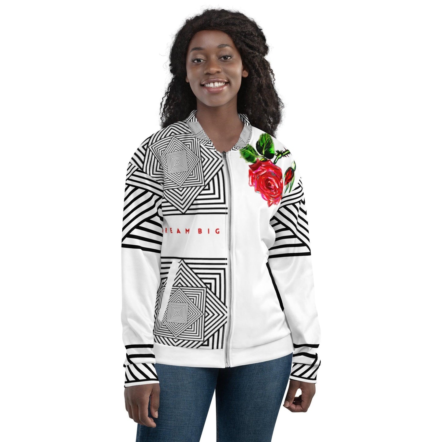 The Painted Rose Unisex Bomber Jacket - Raven Blanche Studio