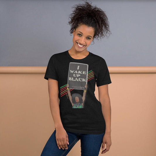 I wake up Black Unisex t-shirt - Raven Blanche Studio